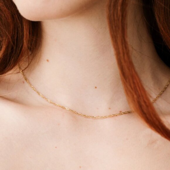 Gold Chain Waterproof Necklace Everyday Necklace Gold Chain Sparkle Chain Pretty - Picture 3 of 12